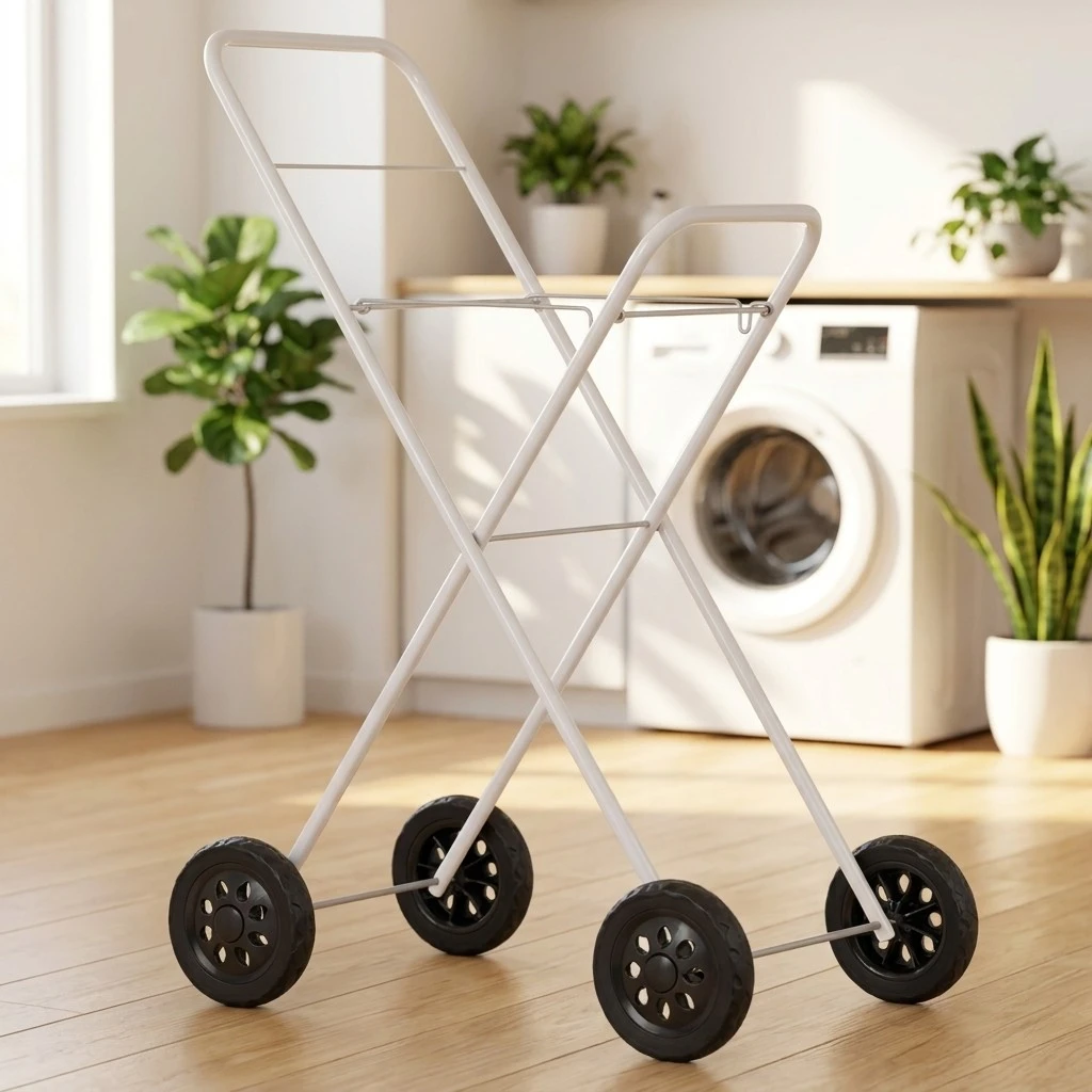 Round Tube Laundry Clothes Washing Folding Trolley Cart