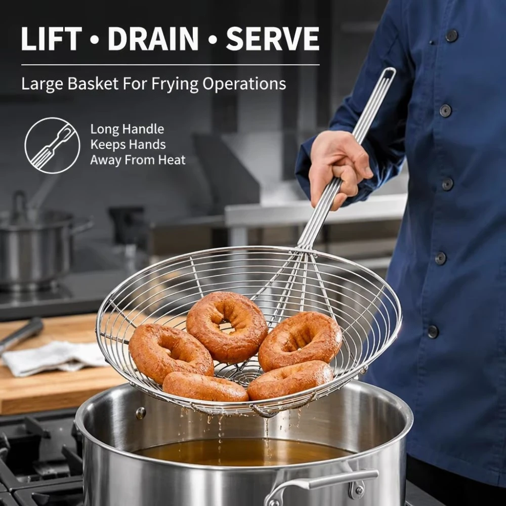 Steel Kitchen Fryer Basket With Long Handle